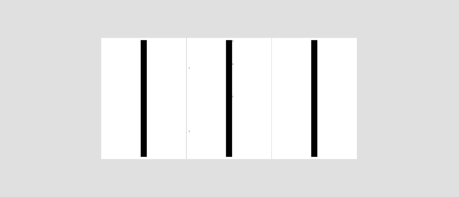 Minimal white page with a vertical black bar and small numbered markers.