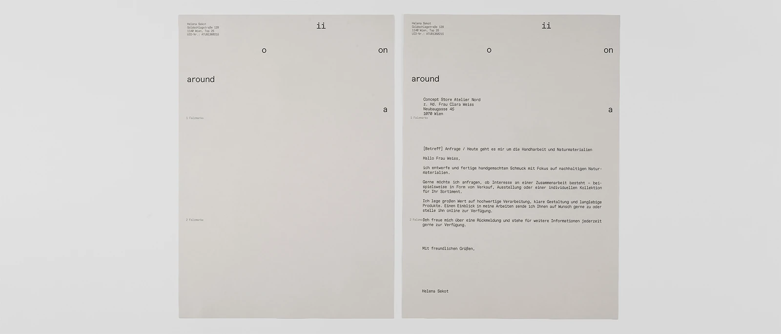 Hoiia letterhead with a typed business letter.