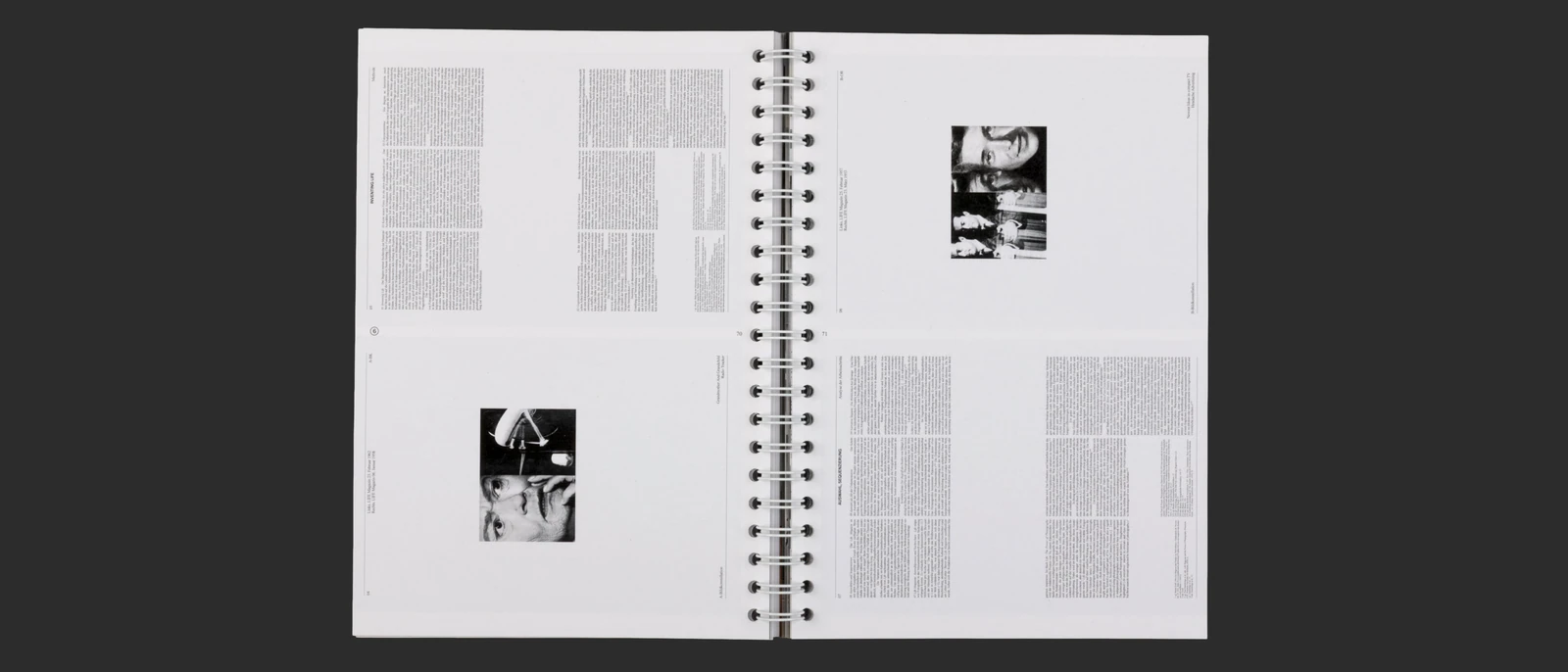 Open thesis spread combining text and small black-and-white photographs.