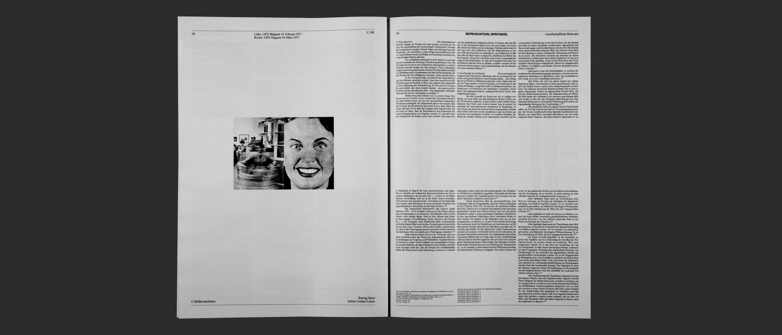 Open spread with a smiling portrait and text columns.