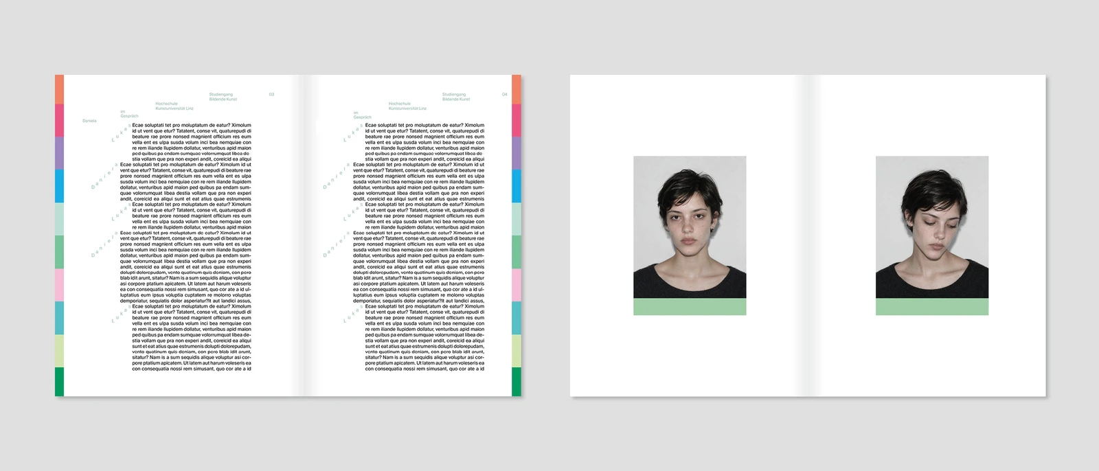 Kugel spreads with interview text and portrait photographs.