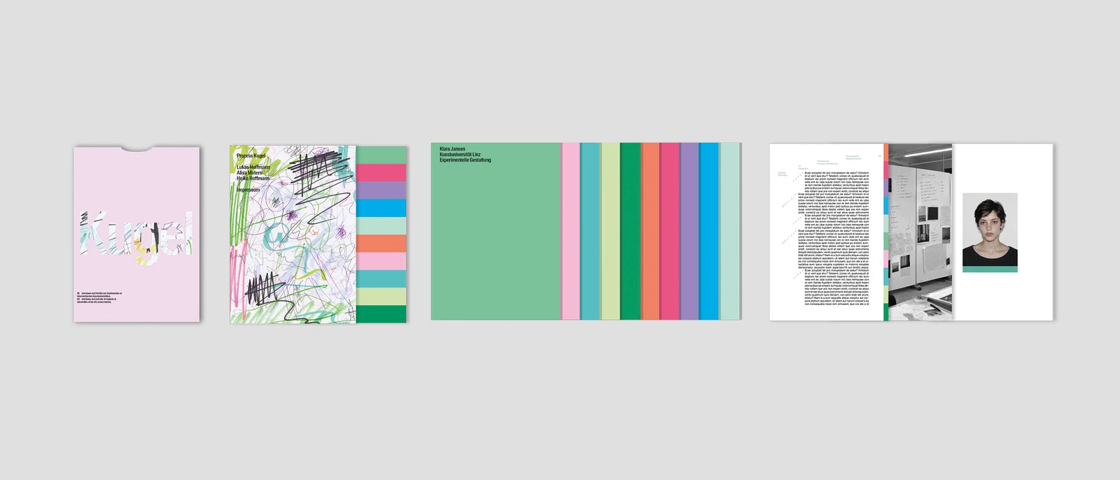 Kugel covers and spreads with multicolored edge tabs.
