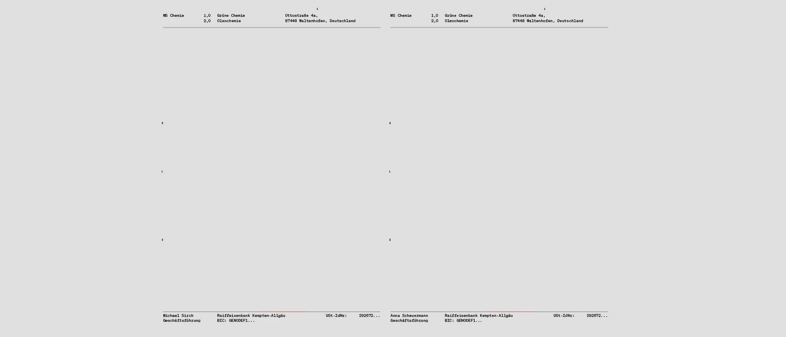 Minimal business document layout for MS Chemie.